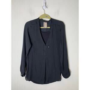 Dolan Left Coast Connection Black Long Sleeve Mixed Media Top Sz S